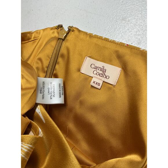 Camila Coelho 'Antonia' Yellow Polyester Mini Dress Size XXS - Picture 4 of 4